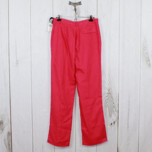 NWT CHAPS Pool Side Pink Linen Flat Front Lined Dress Pants Size 8 - Picture 6 of 11
